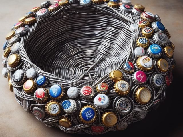 Cestino con tappi a corona